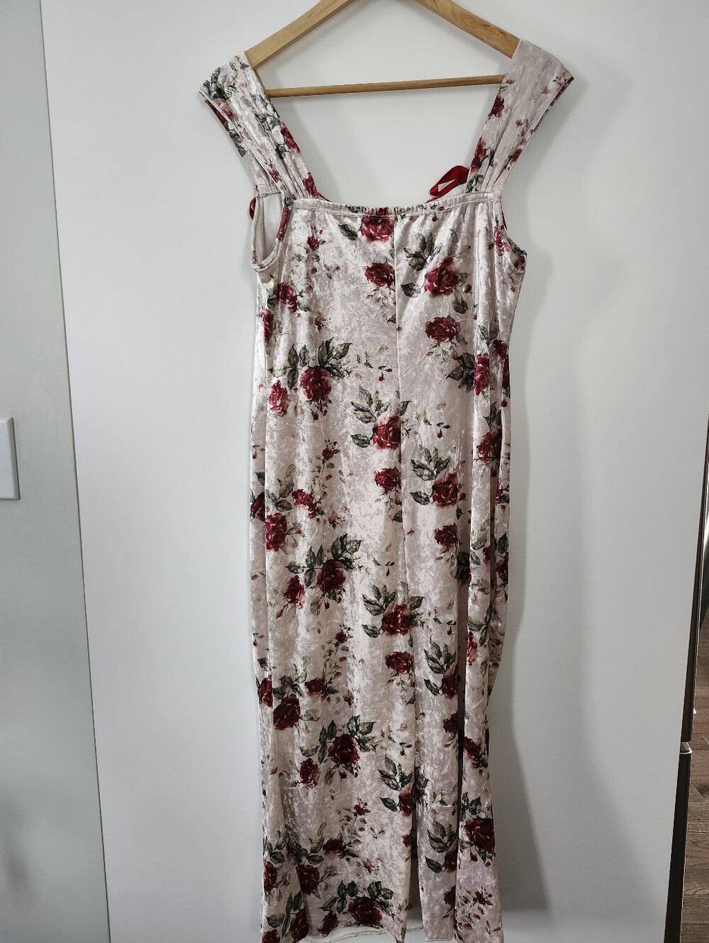 Vintage Like  Romantic Coquette Whimsical  Floral Velvet Maxi Dress ‎ Small - Picture 3 of 11